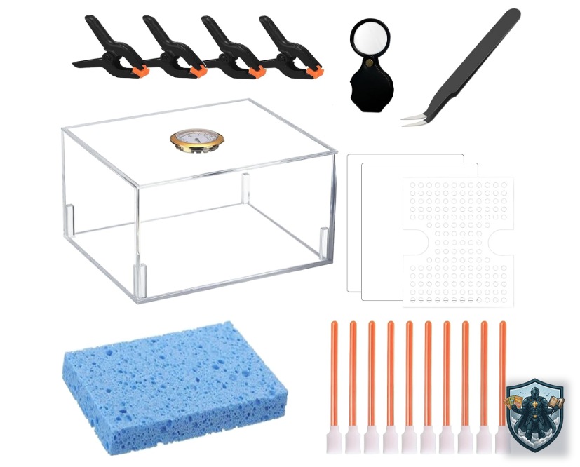 Card Care Combo Kit - Humidor, Clamps, Magnifier & Tools