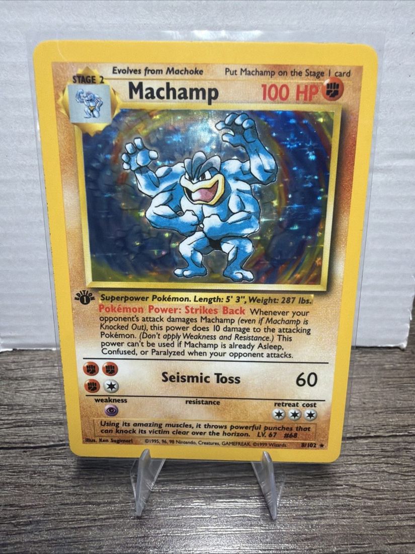 1999 1st Edition Machamp 8/102 Holo Rare - NM