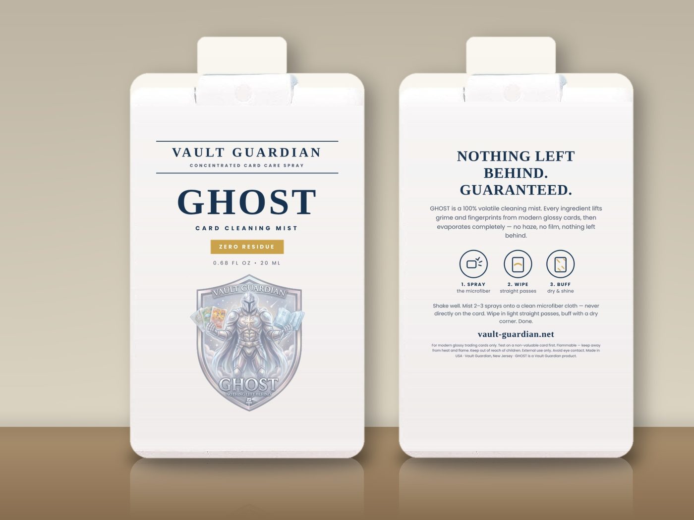 GHOST 20 mL pocket sprayer, front and back label